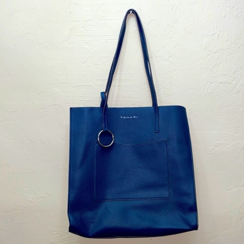 TAHARI Navy Blue Leather Large Tote Coin Purse